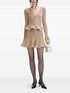metallic-effect ruffled knit dress